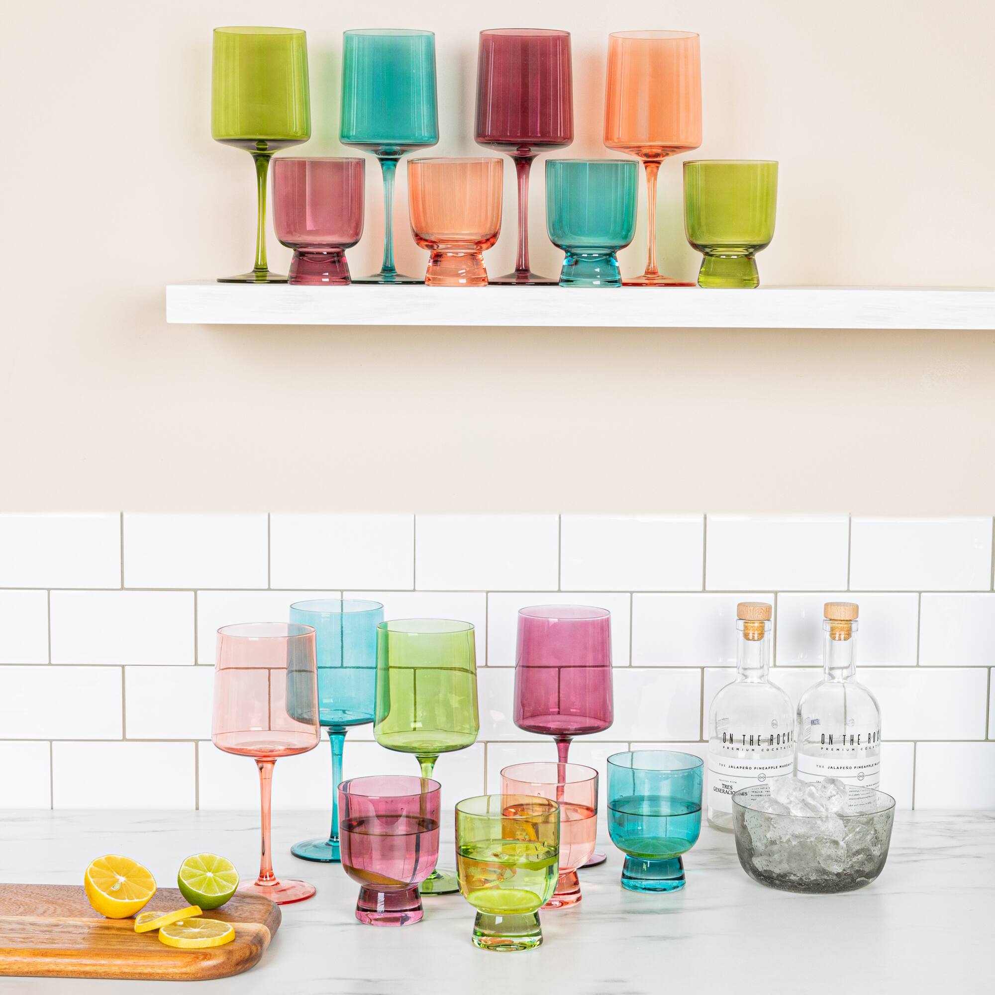 Hello Honey® 14oz. Hand Blown Stemmed Wine Glass Set